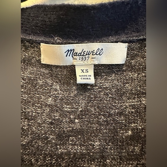 Madewell Alpaca Wool Linen Blend Cardigan Heathered gray/Blue V-neck,size XS - Picture 3 of 8